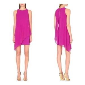 Ted Baker Locie Dress Asymmetric Draped Mini Magenta Pink Women’s Size 6